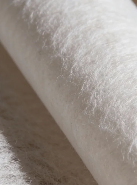 Close-up of non-woven geotextile fabric used for filtration, drainage, separation, and soil protection