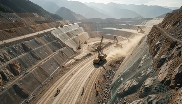 Mining project using engineered geosynthetic solutions for containment, drainage, and site stability