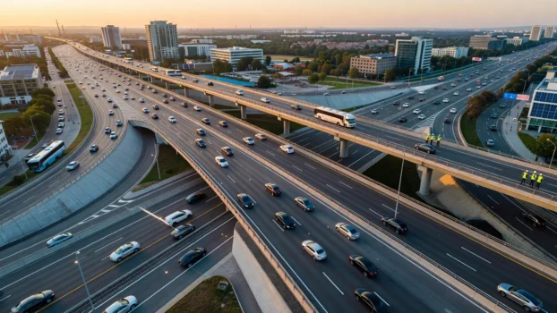 Transportation infrastructure project featuring geosynthetic solutions for road and ground stabilization