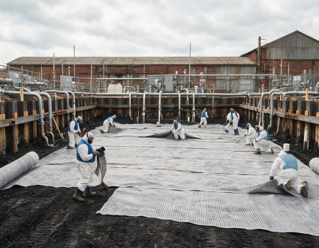 Geosynthetic clay liner used for environmental remediation to contain contaminants and support site restoration
