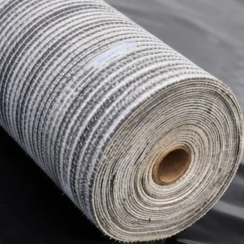 Close-up of a geosynthetic clay liner providing a hydraulic barrier for containment applications
